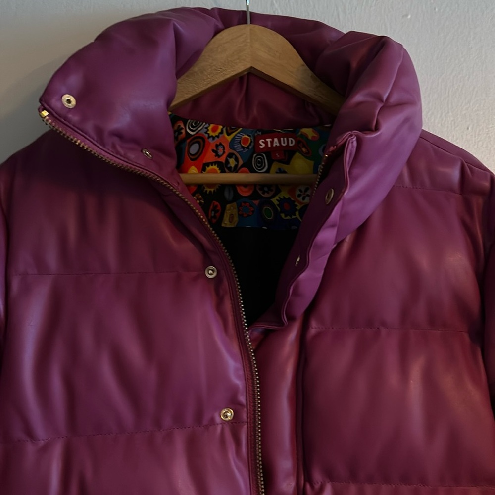 STAUD vegan leather puffer jacket